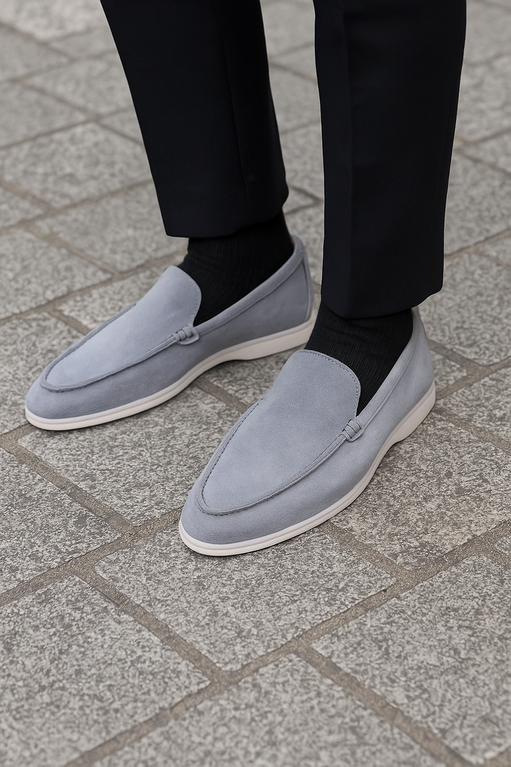 Mocassino da uomo in camoscio grigio
