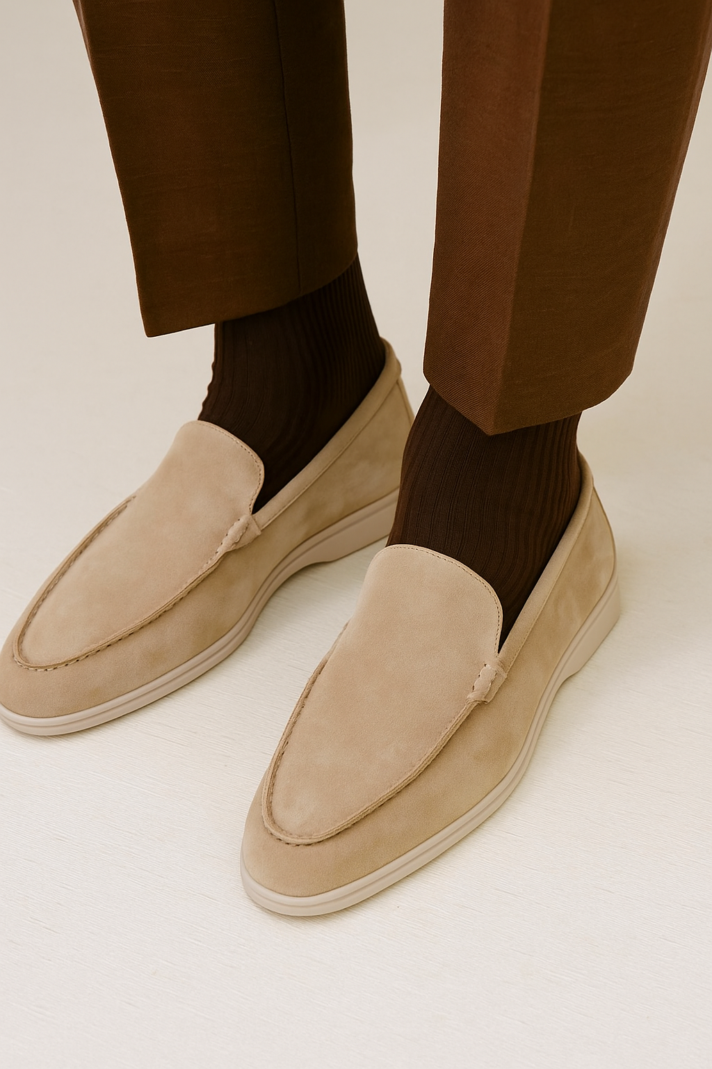 Mocassino da uomo in camoscio color kaki