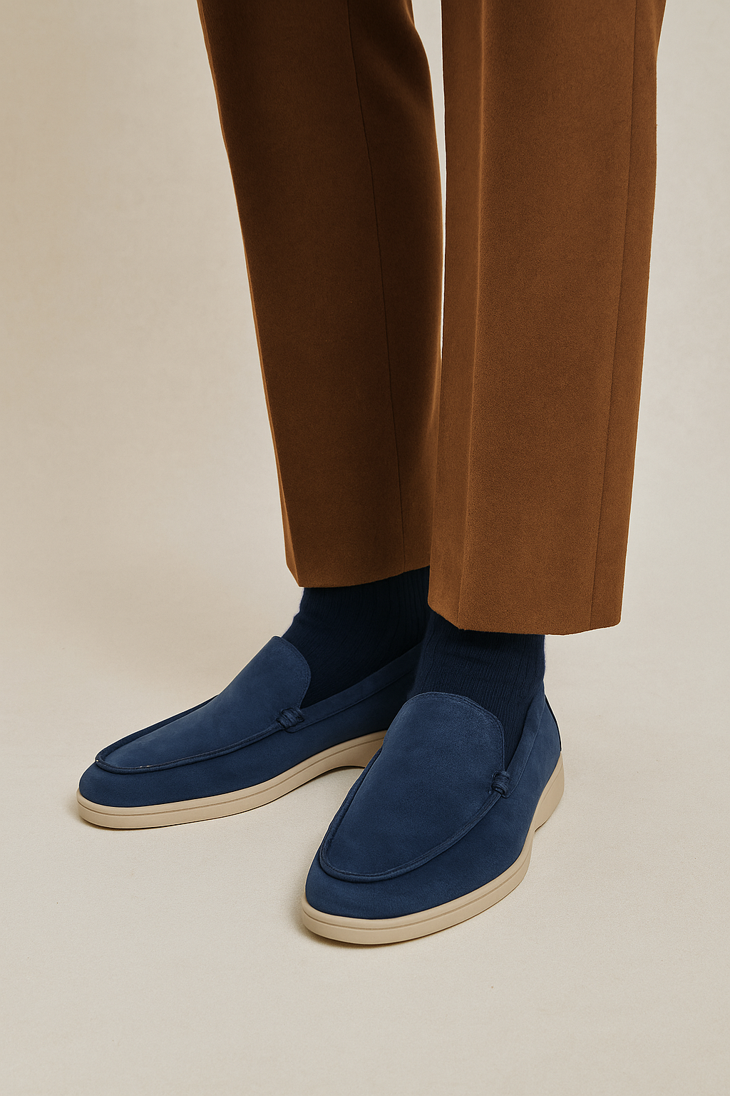 Mocassino da uomo in camoscio blu