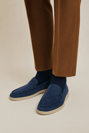 Mocassino da uomo in camoscio blu
