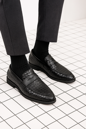 Mocassino da uomo in pelle intrecciata