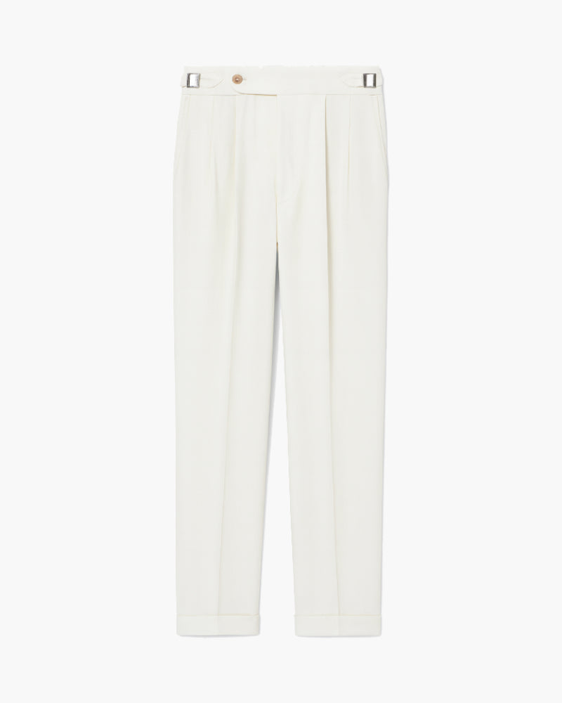 Pantaloni bianchi con piega da uomo