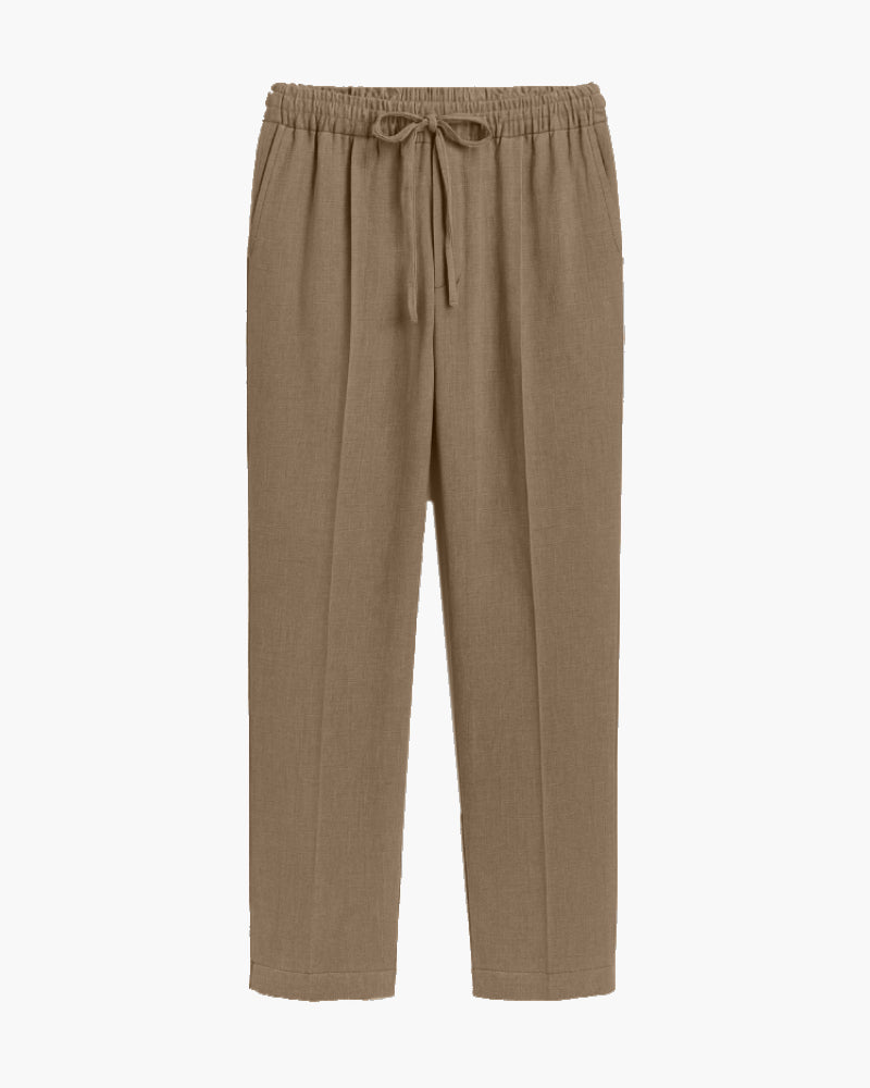 Pantaloni da uomo in lino marrone