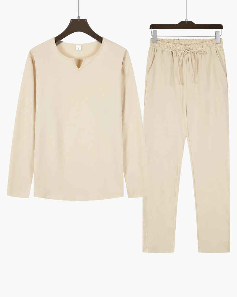 Completo di lino beige da uomo