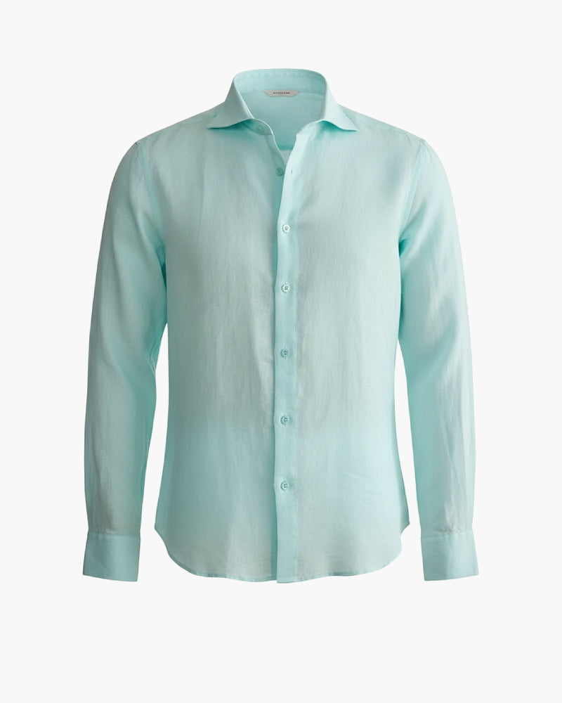 Camicia da uomo in lino verde