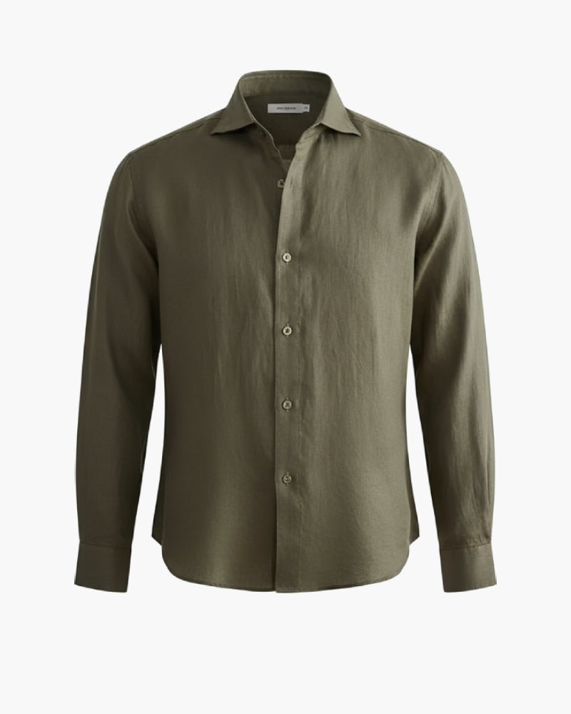 Camicia da uomo in lino color kaki