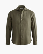 Camicia da uomo in lino color kaki