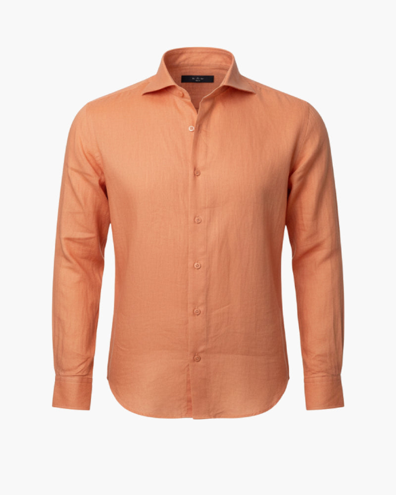 Camicia da uomo in lino arancione