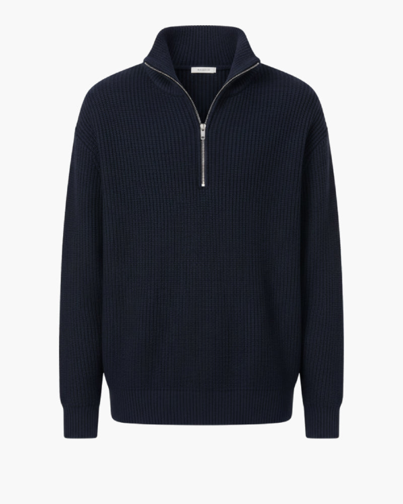 Maglione nero da uomo con colletto con zip