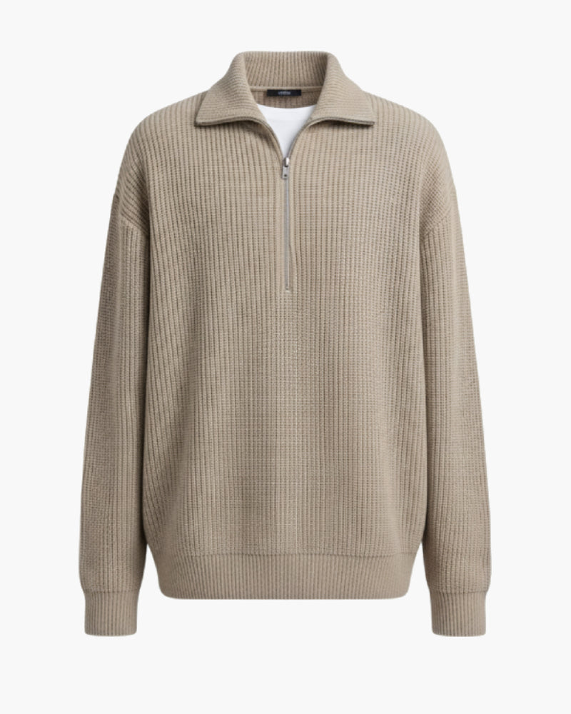 Maglione grigio da uomo con colletto con zip
