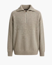 Maglione beige da uomo con colletto con zip