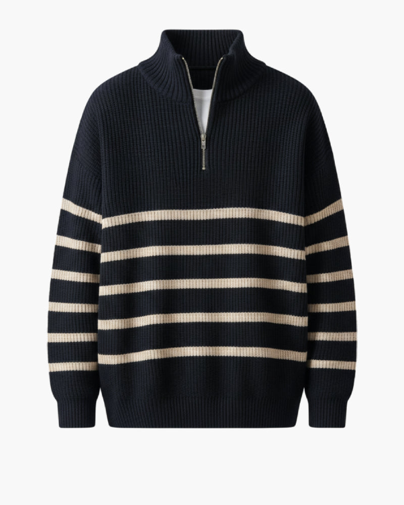 Maglia a righe bianche e blu