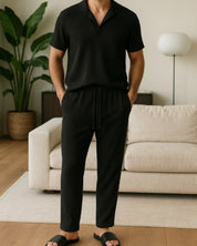 Set di lino nero da uomo