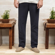 Pantalon lin homme bleu marine