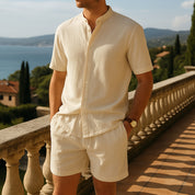 Completo di pantaloncini in lino da uomo