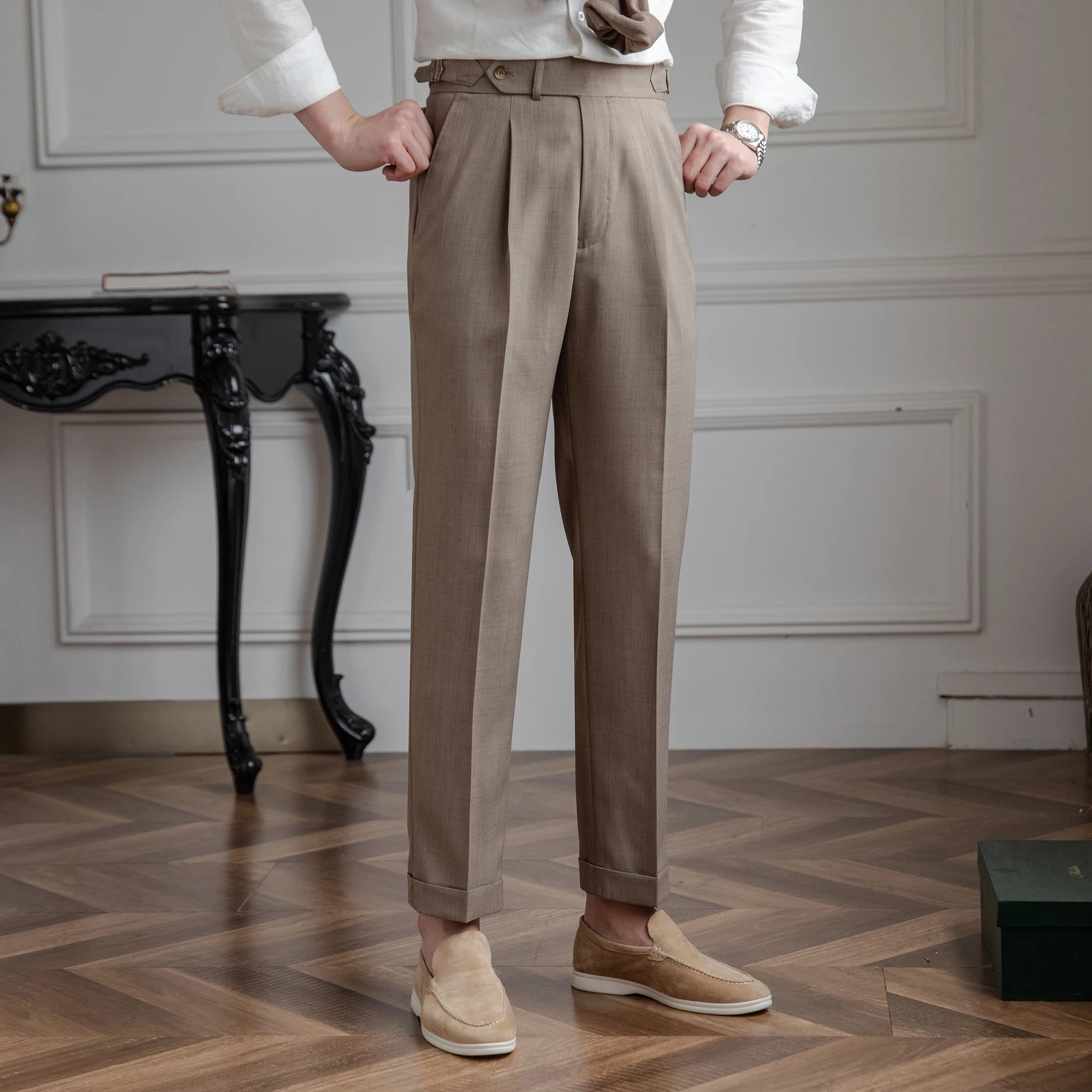 Pantalon costume homme kaki