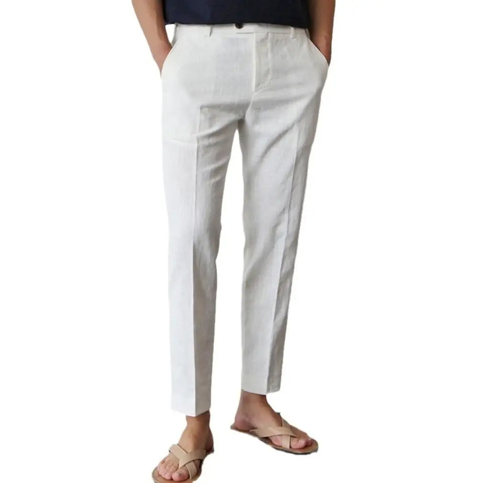 Pantalon en lin blanc homme