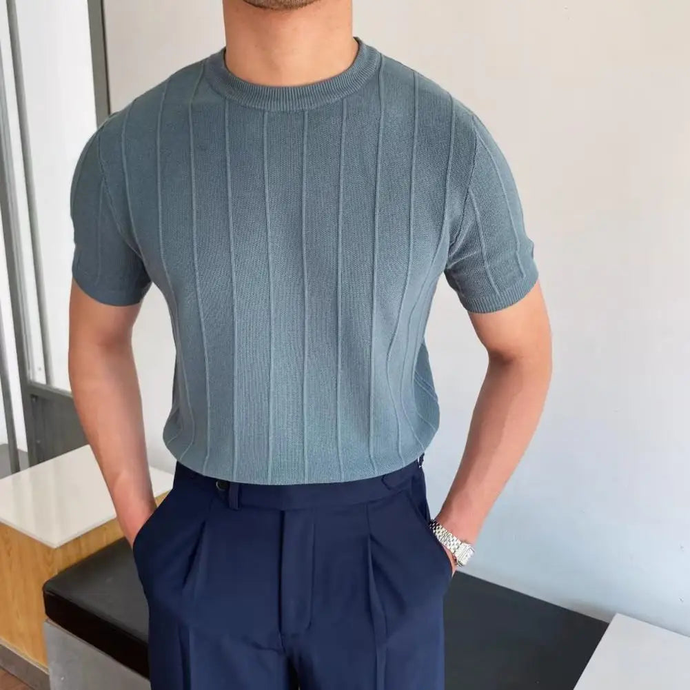 Blue ribbed t-shirt