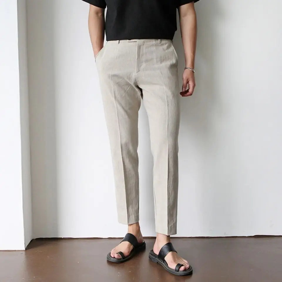 Pantalon en lin blanc homme