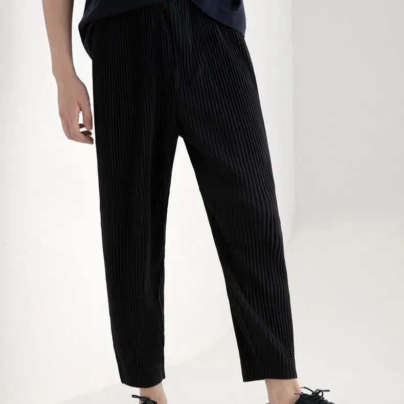 Pantalon plissé noir homme