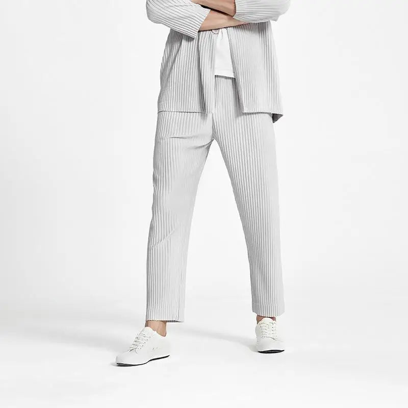 Pantalon plissé blanc homme